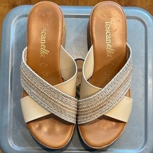 Toscanella Women's Elegant Cream and Tan Sandals